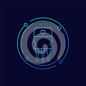transistor, semiconductor icon, line vector
