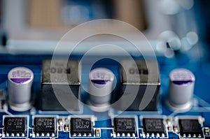 Transistors and chips on the motherboard