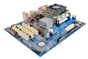 Transistors and chips on the motherboard