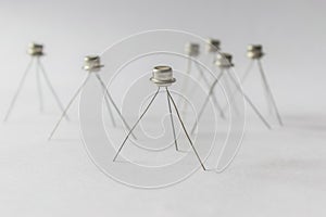 Transistors stand on legs.