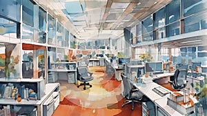 Transitioning to a Paperless Office: Watercolor Concept .