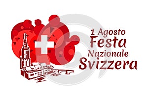 Translate: August 1, Swiss national day. Vector illustration.