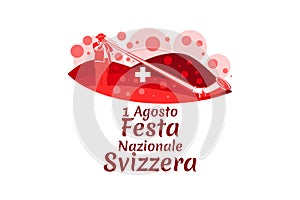 Translate: August 1, Swiss national day. Vector illustration.
