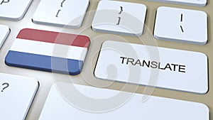 Translate Dutch Language Concept. Translation of word. Button with Text on Keyboard