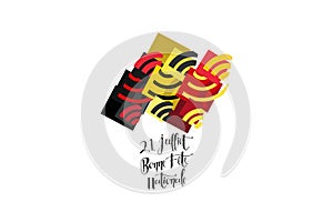 Translate: July 21, Happy National Day. Happy Belgium National Day (Fête Nationale Belge) Vector Illustration.