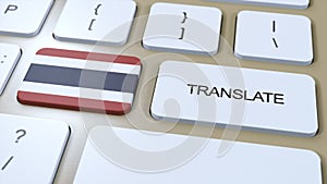 Translate Thai Language Concept. Translation of word. Button with Text on Keyboard. 3D Illustration