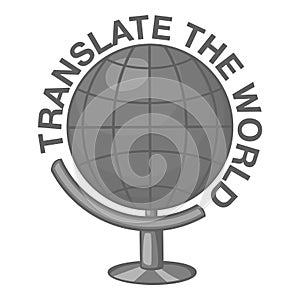 Translate world icon, gray monochrome style