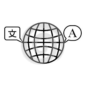 Translate world icon, outline style