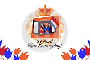 Translation: April 27, Happy King`s Day. vector illustration.