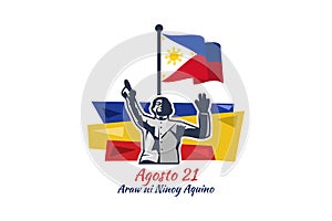 Translation: August 21, Ninoy Aquino Day. Happy Ninoy Aquino Day vector illustration.