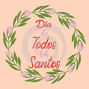 Translation: D a de todos los Santos en Espa a. The holiday of All Saints Day in Spain is celebrated on November 1 after photo