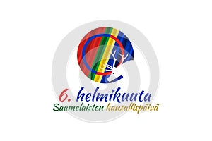 Translation: February 6, National Day of Sami. vector illustration.