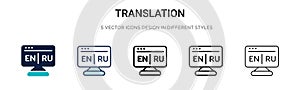 Translation icon in filled, thin line, outline and stroke style. Vector illustration of two colored and black translation vector