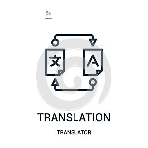 translation icon vector from translator collection. Thin line translation outline icon vector illustration. Linear symbol for use