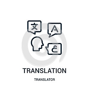 translation icon vector from translator collection. Thin line translation outline icon vector illustration. Linear symbol for use