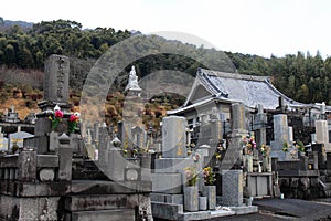 Translation: `Japanese cemetery` around Hizen-Yamaguchi station, Japan