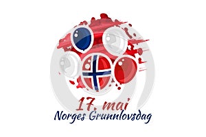 Translation: May 17, Norwegian Constitutional Day. Vector Illustration.