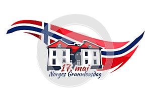 Translation: May 17, Norwegian Constitutional Day. Vector Illustration.