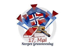 Translation: May 17, Norwegian Constitutional Day. Vector Illustration.