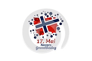 Translation: May 17, Norwegian Constitutional Day. Vector Illustration.