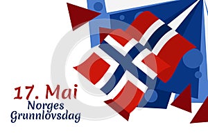 Translation: May 17, Norwegian Constitutional Day. Vector Illustration.