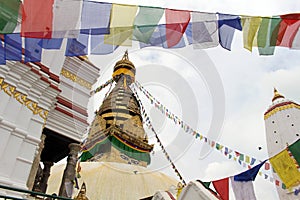 Translation: The prayer flags and wheels around Swayambhunath St