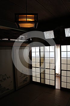 Translation: `A traditional room`, at an old Japanese house in Fukuoka,