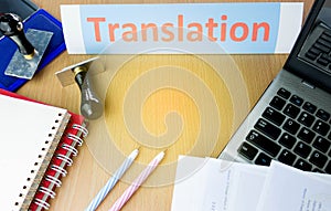 Translation word on office table