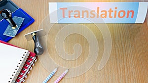 Translation word on office table