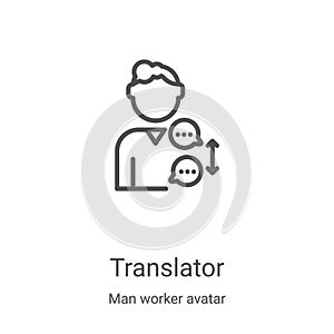 translator icon vector from man worker avatar collection. Thin line translator outline icon vector illustration. Linear symbol for