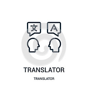 translator icon vector from translator collection. Thin line translator outline icon vector illustration. Linear symbol for use on