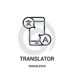 translator icon vector from translator collection. Thin line translator outline icon vector illustration. Linear symbol for use on