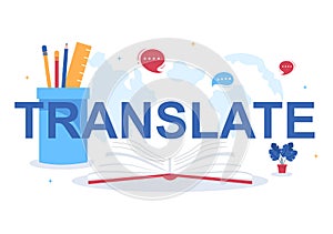 Translator or Translation Language Illustration. Say hello in Different Countries and Multilingual International Communication