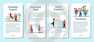 Translator and translation service mobile application banner set.