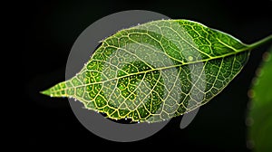 The translucence of a leaf's veins, a network of lifeblood etched in green