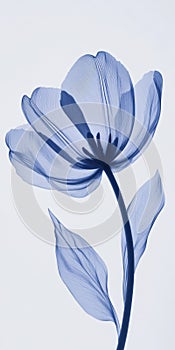Translucent Blue Flower on White Background