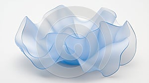 Translucent blue glass sculpture with flowing organic shape