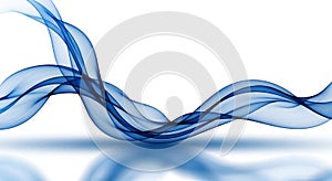 Translucent Blue Smoke Waves on White Background abstract