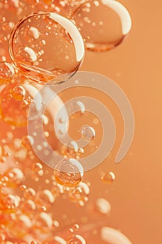 Translucent bubbles floating against a gradient coral backdrop, capturing the lightness and effervescence for a backdrop