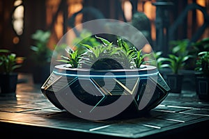 Translucent Circuitry: Abstract Shield Symbolizing Secure Data photo