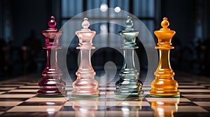 Translucent Colored Chess Pieces: Hyper-realistic Princesscore With Precisionist Lines