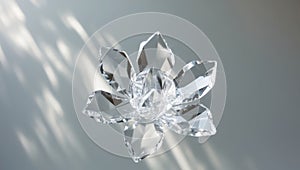 Translucent Crystal Flower Structure on Grey Background