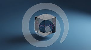 Translucent cube displays complex financial data