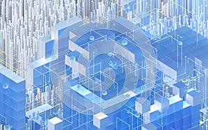 Translucent gradients cubes and materials, 3d rendering