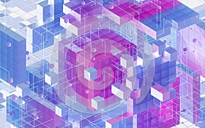 Translucent gradients cubes and materials, 3d rendering