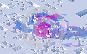 Translucent gradients cubes and materials, 3d rendering