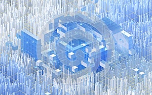 Translucent gradients cubes and materials, 3d rendering