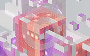 Translucent gradients cubes and materials, 3d rendering