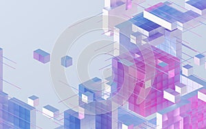 Translucent gradients cubes and materials, 3d rendering