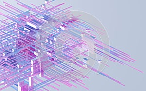 Translucent gradients cubes and materials, 3d rendering